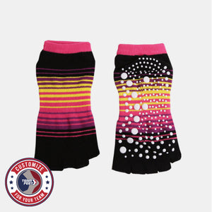 Custom Yoga Socks - OPEN TOE GRIP LOW — pair, with Team Feet Customize For Your Team badge