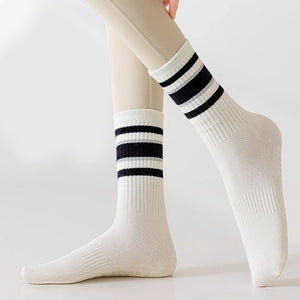 Custom Pilates Socks - STRIPE GRIP CREW — view 2