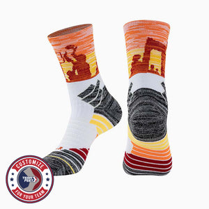 Custom Basketball Socks - PRINT QUARTER — pair, with Team Feet Customize For Your Team badge