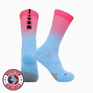 Custom Basketball Socks - FADE MESH CREW — pair, with Team Feet Customize For Your Team badge