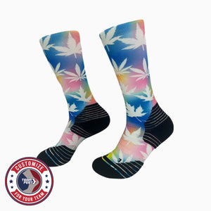 Custom Basketball Socks - FULL PRINT CREW — pair, with Team Feet Customize For Your Team badge