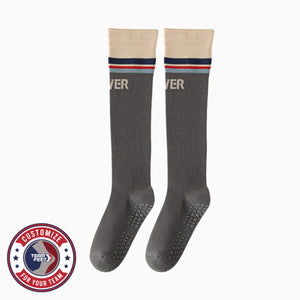 Custom Pilates Socks - COMPRESSION GRIP KNEE ā pair, with Team Feet Customize For Your Team badge