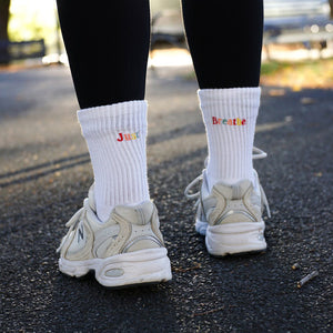 Custom Pilates Socks - EMBROIDERED GRIP CREW — view 2