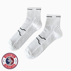 Custom Running Socks - HONEYCOMB QUARTER — pair, with Team Feet Customize For Your Team badge