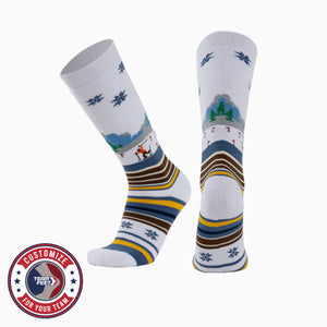 Custom Ski Socks - NORDIC KNEE — pair, with Team Feet Customize For Your Team badge