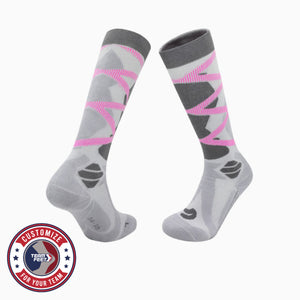 Custom Ski Socks - IMPACT KNEE — pair, with Team Feet Customize For Your Team badge