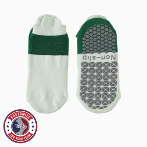Custom Yoga Socks - MESH SLIPPER GRIP LOW — pair, with Team Feet Customize For Your Team badge