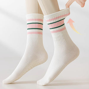 Custom Pilates Socks - STRIPE GRIP CREW — view 5