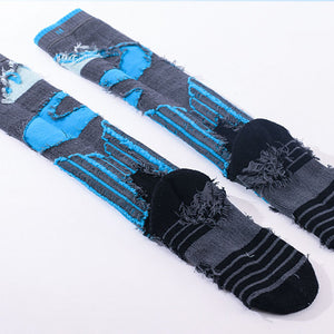 Custom Ski Socks - ABSTRACT KNEE — Cutaway showing internal cushioning