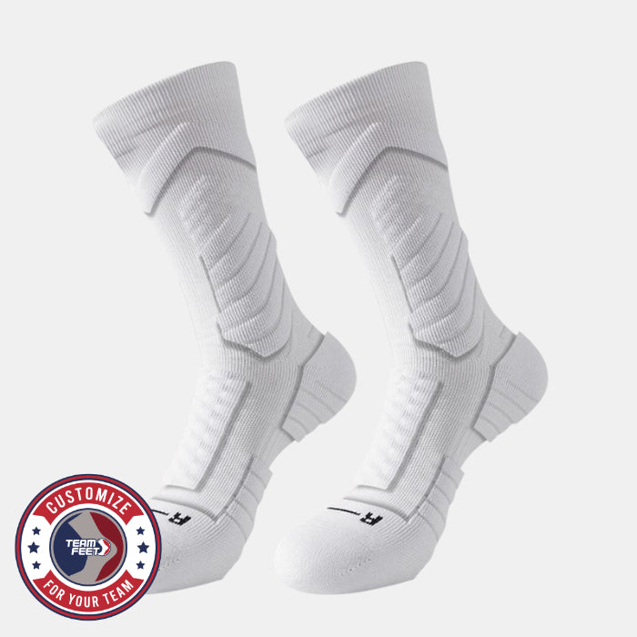 Custom Basketball Socks - ELITE CREW — pair, with Team Feet Customize For Your Team badge