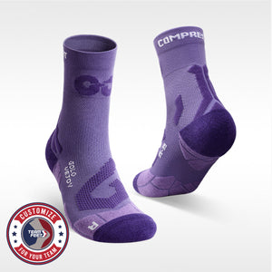 Custom Cycling Socks - COMPRESSION MID — pair, with Team Feet Customize For Your Team badge