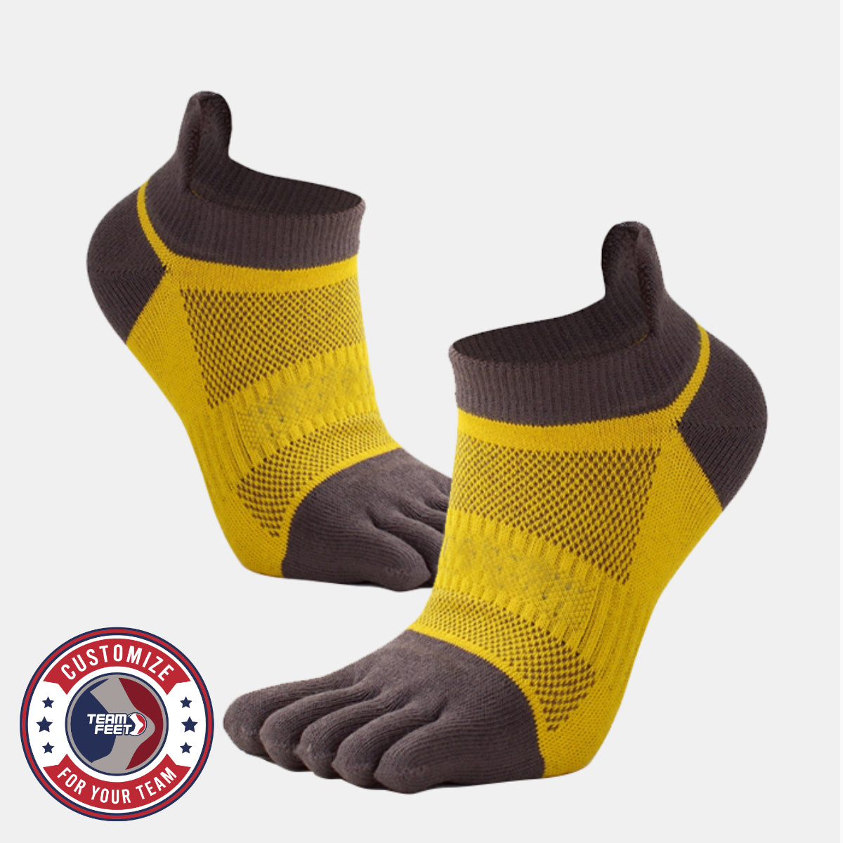 Custom Running Socks - COOLMAX TOE LOW — pair, with Team Feet Customize For Your Team badge