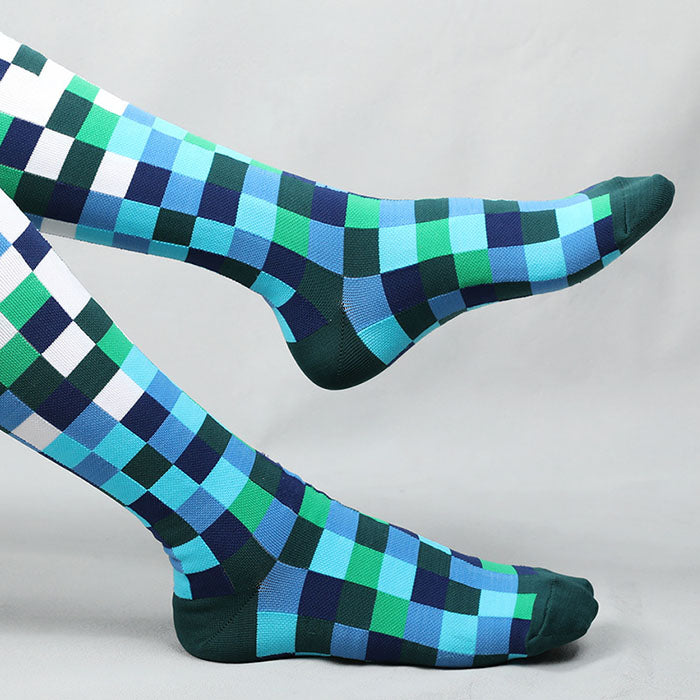 Custom Pilates Socks - CHECKER COMPRESSION KNEE — view 5