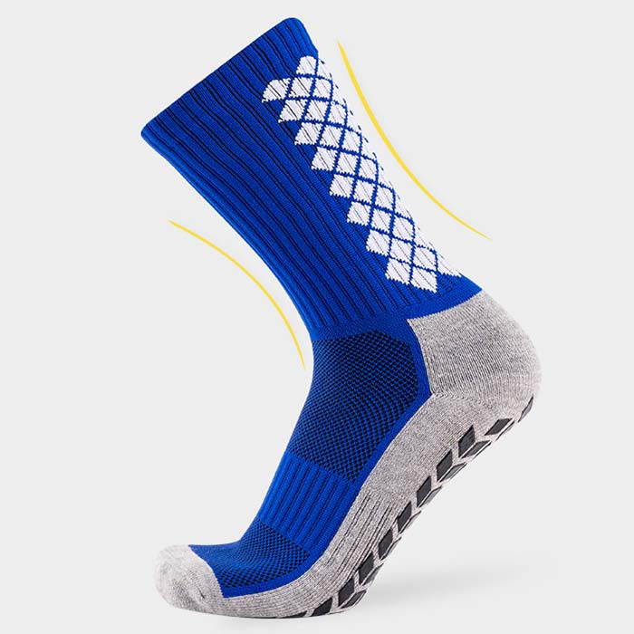 Custom Grip Socks - TREAD GRIP MID — Flex arc showing the cuff staying put