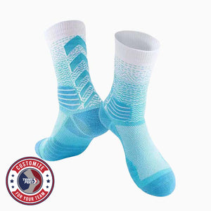 Custom Basketball Socks - FADE TOWEL CREW — pair, with Team Feet Customize For Your Team badge