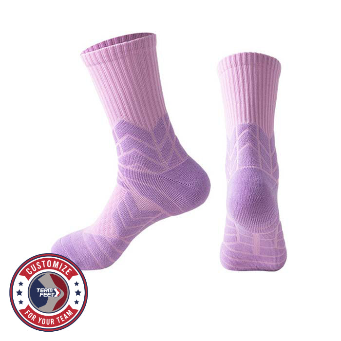 Custom Basketball Socks - DRY TOWEL CREW — pair, with Team Feet Customize For Your Team badge