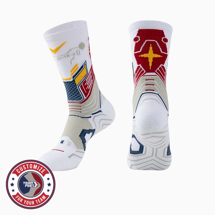Custom Basketball Socks - ARMOUR CREW — pair, with Team Feet Customize For Your Team badge