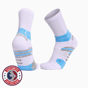 Custom Basketball Socks - FLEX CREW — pair, with Team Feet Customize For Your Team badge