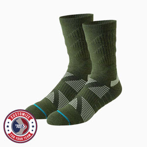 Custom Basketball Socks - WOOL CREW — pair, with Team Feet Customize For Your Team badge
