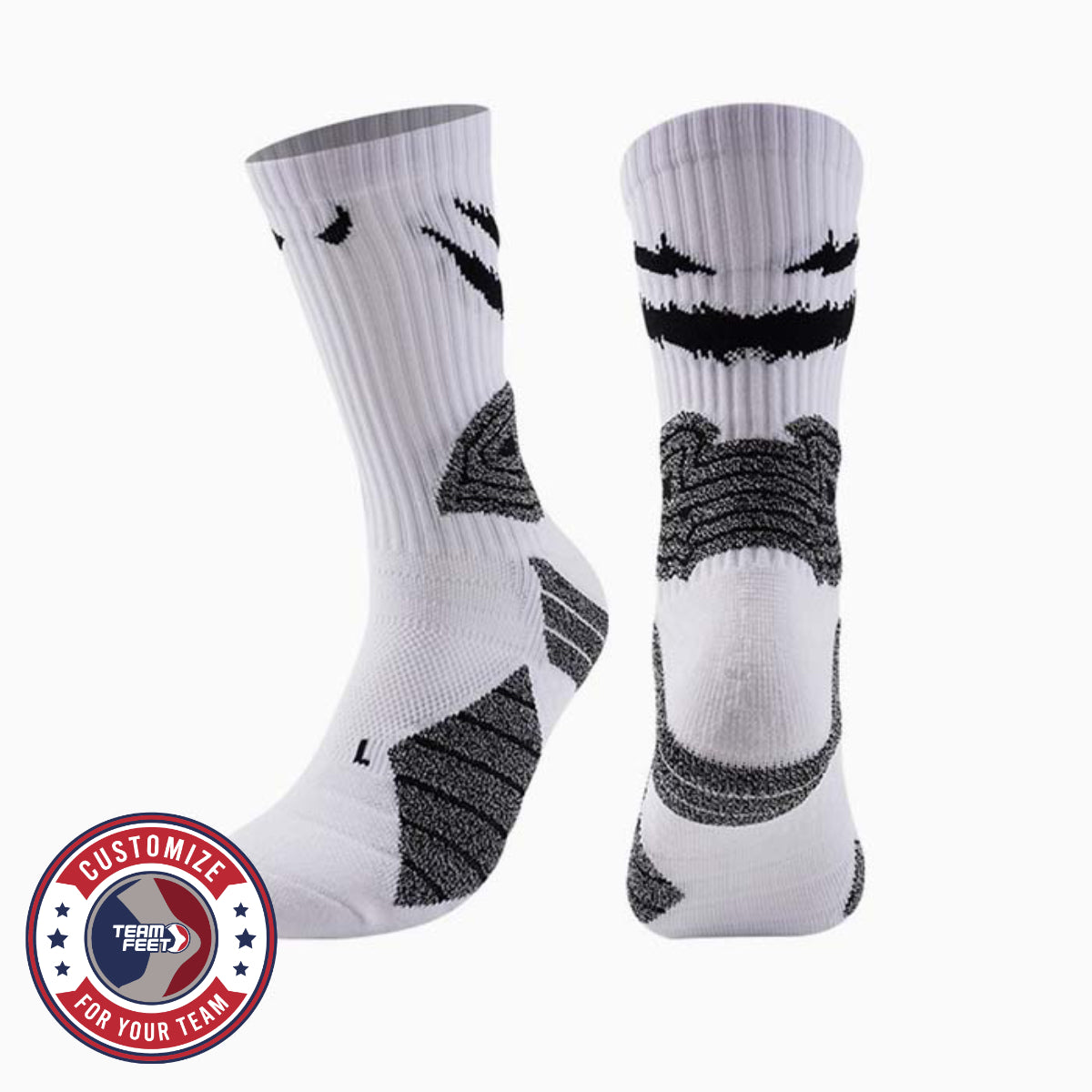 Custom Basketball Socks - STATEMENT CREW — pair, with Team Feet Customize For Your Team badge