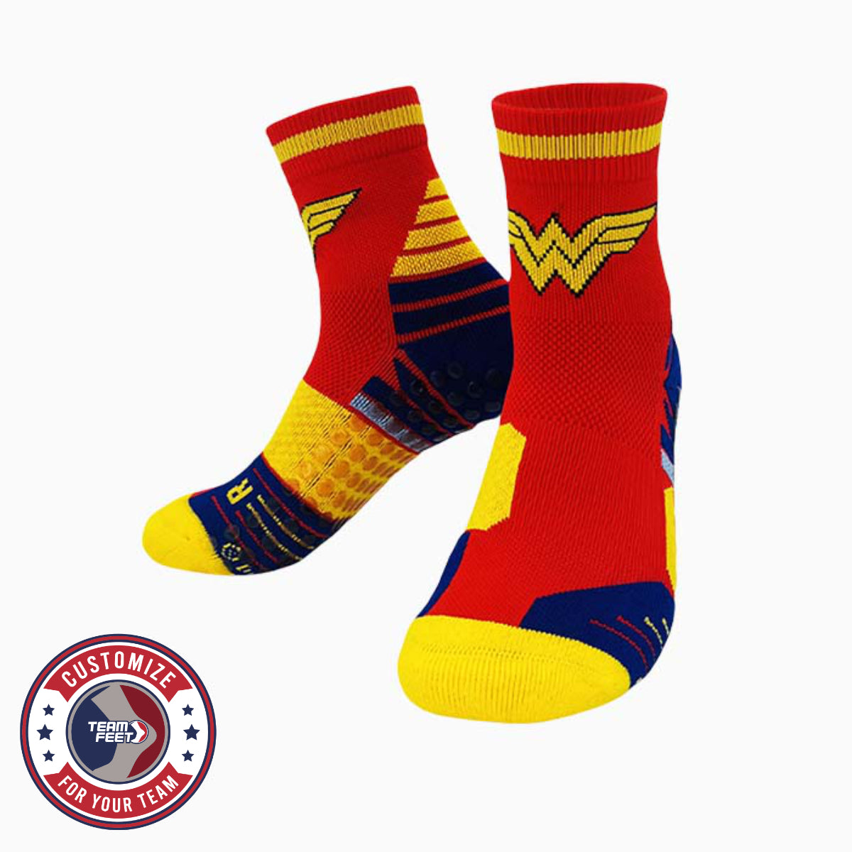 Custom Grip Socks - PRO GRIP QUARTER — pair, with Team Feet Customize For Your Team badge