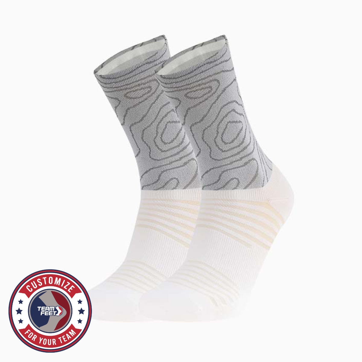 Custom Cycling Socks - REFLECTIVE MID — pair, with Team Feet Customize For Your Team badge