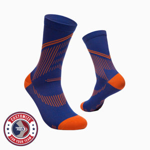 Custom Cycling Socks - GRIP SOLE MID — pair, with Team Feet Customize For Your Team badge