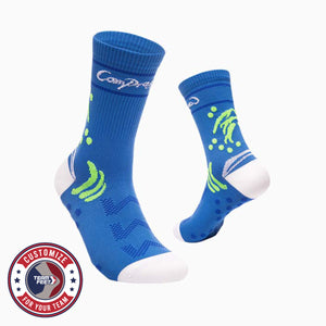 Custom Cycling Socks - MULTI-ZONE MID — pair, with Team Feet Customize For Your Team badge