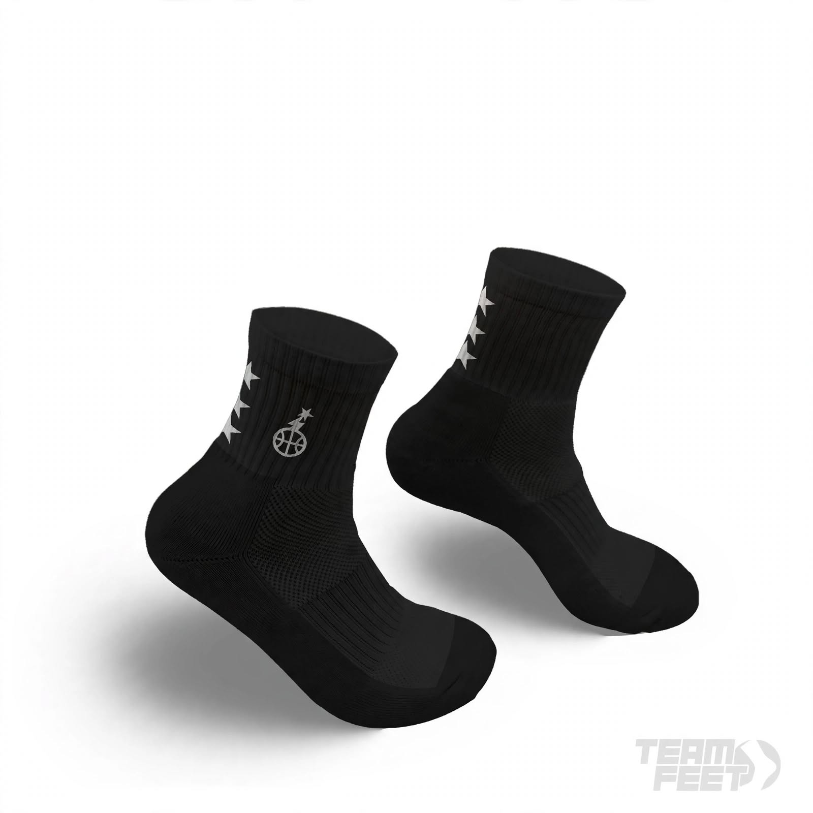 White Icon quarter sock- all black