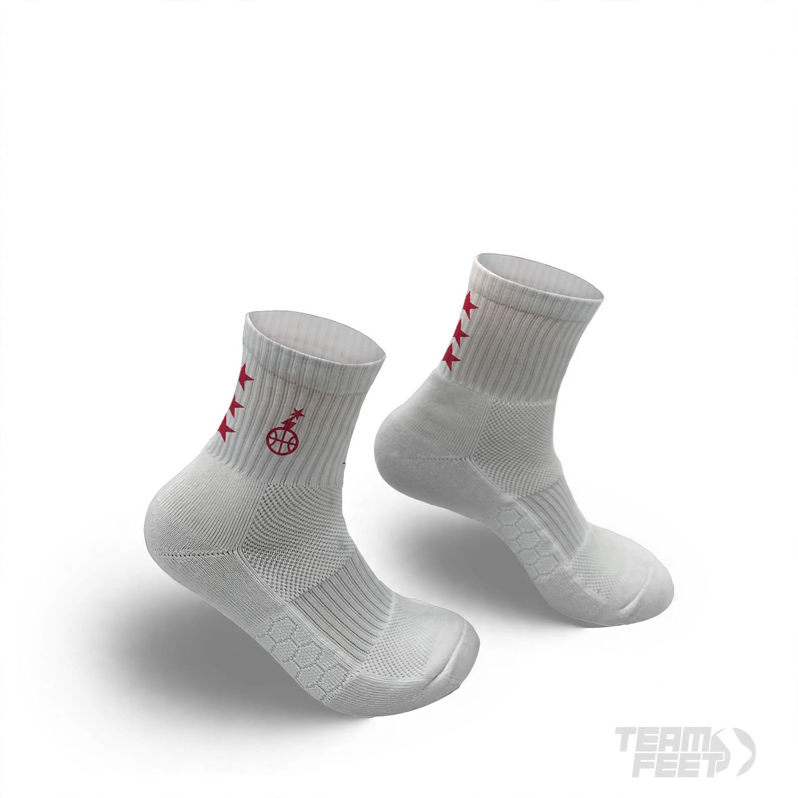 Red icon quarter sock- all white