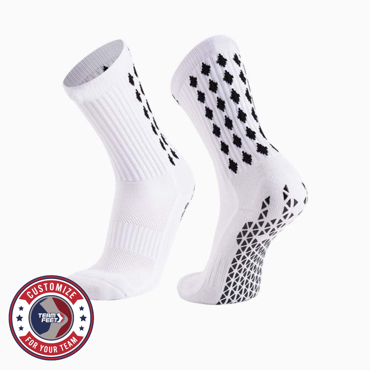 Custom Grip Socks - ARGYLE GRIP MID — pair, with Team Feet Customize For Your Team badge