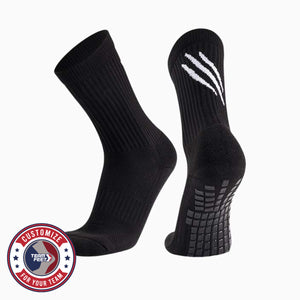 Custom Grip Socks - BLACKOUT GRIP MID — pair, with Team Feet Customize For Your Team badge