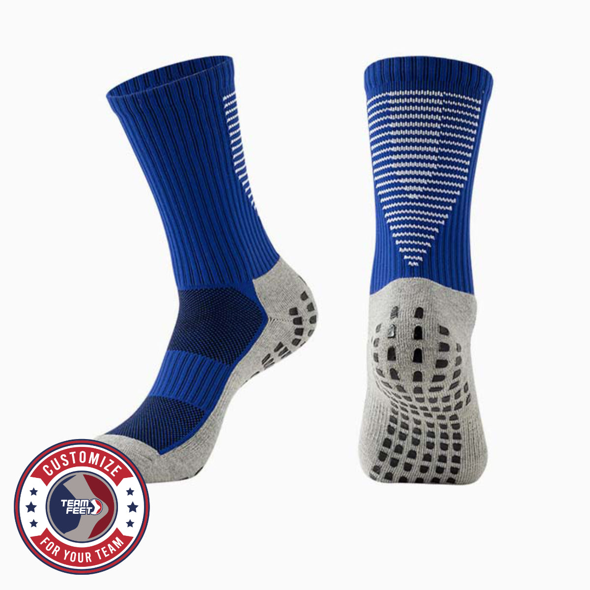 Custom Grip Socks - THICK MESH GRIP MID — pair, with Team Feet Customize For Your Team badge