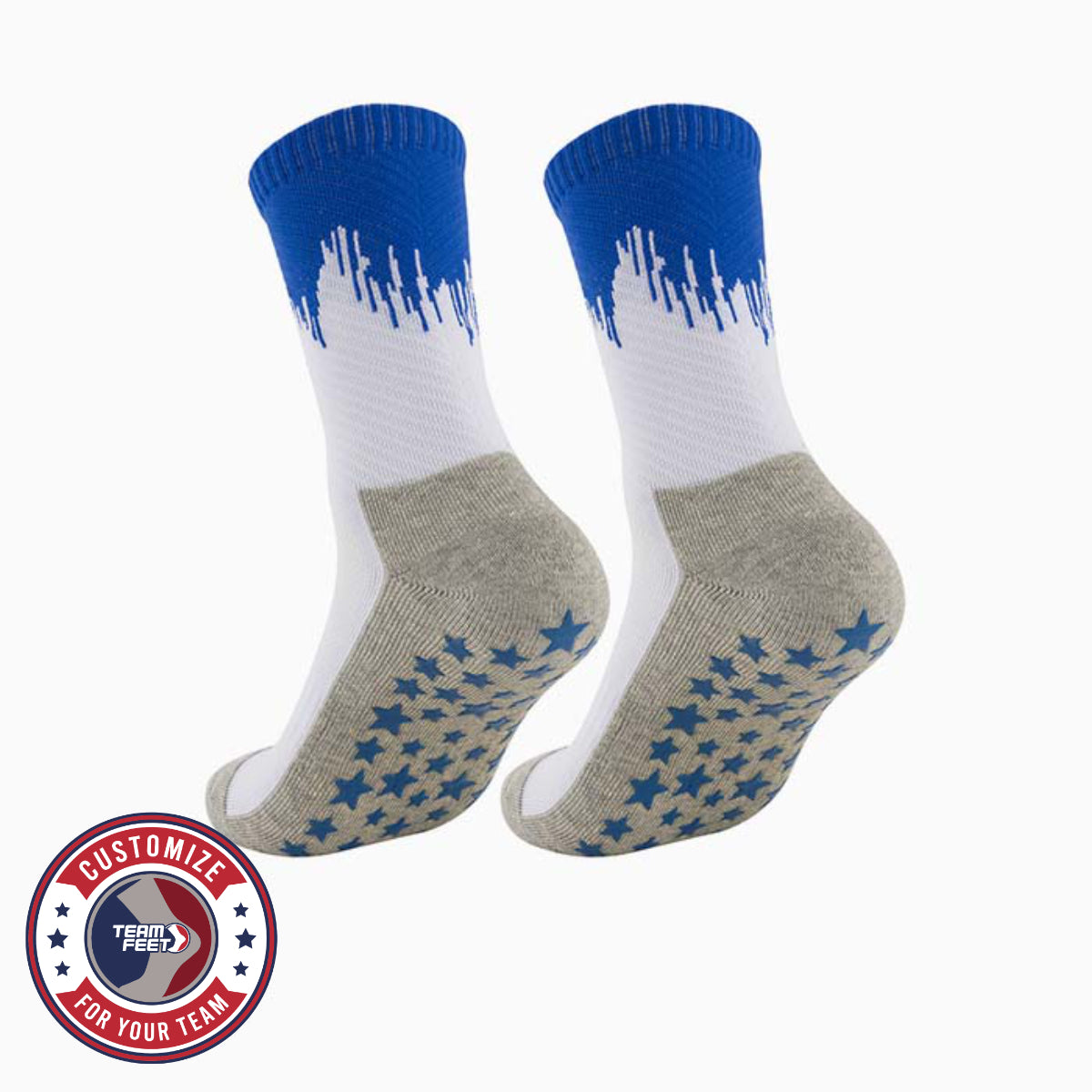 Custom Grip Socks - STAR GRIP MID — pair, with Team Feet Customize For Your Team badge