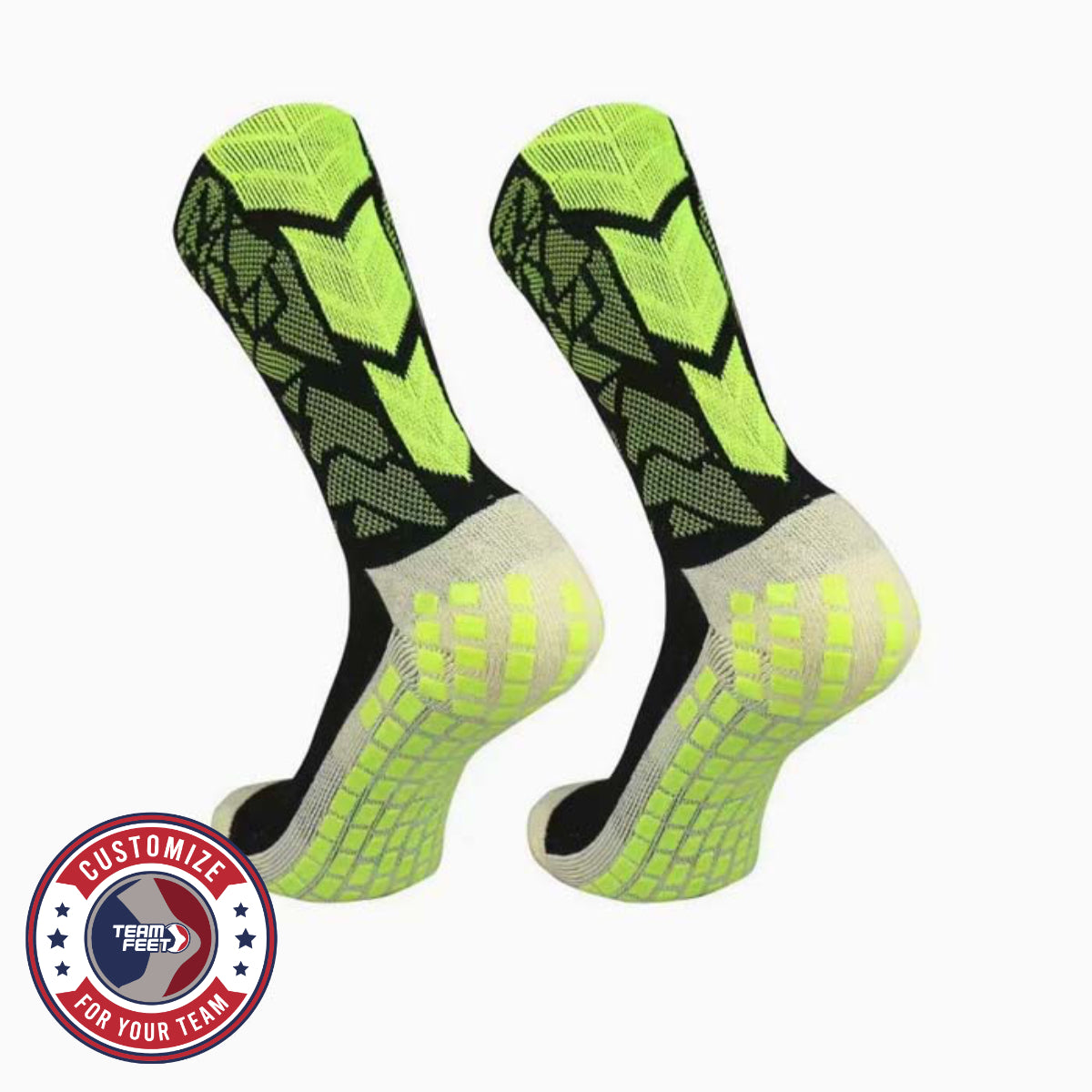 Custom Grip Socks - CAMO GRIP MID — pair, with Team Feet Customize For Your Team badge