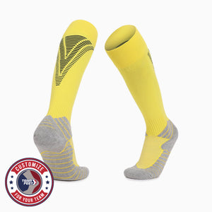 Custom Grip Socks - GRIP KNEE — pair, with Team Feet Customize For Your Team badge