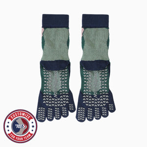 Custom Pilates Socks - TOE GRIP CREW — pair, with Team Feet Customize For Your Team badge