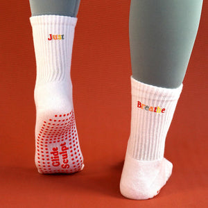 Custom Pilates Socks - EMBROIDERED GRIP CREW — view 5