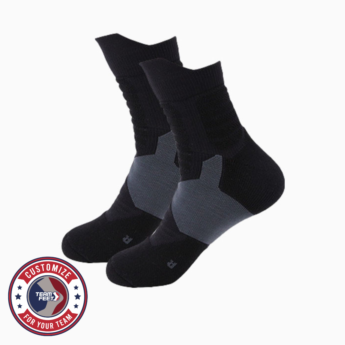 Custom Running Socks - THERMAL MID — pair, with Team Feet Customize For Your Team badge