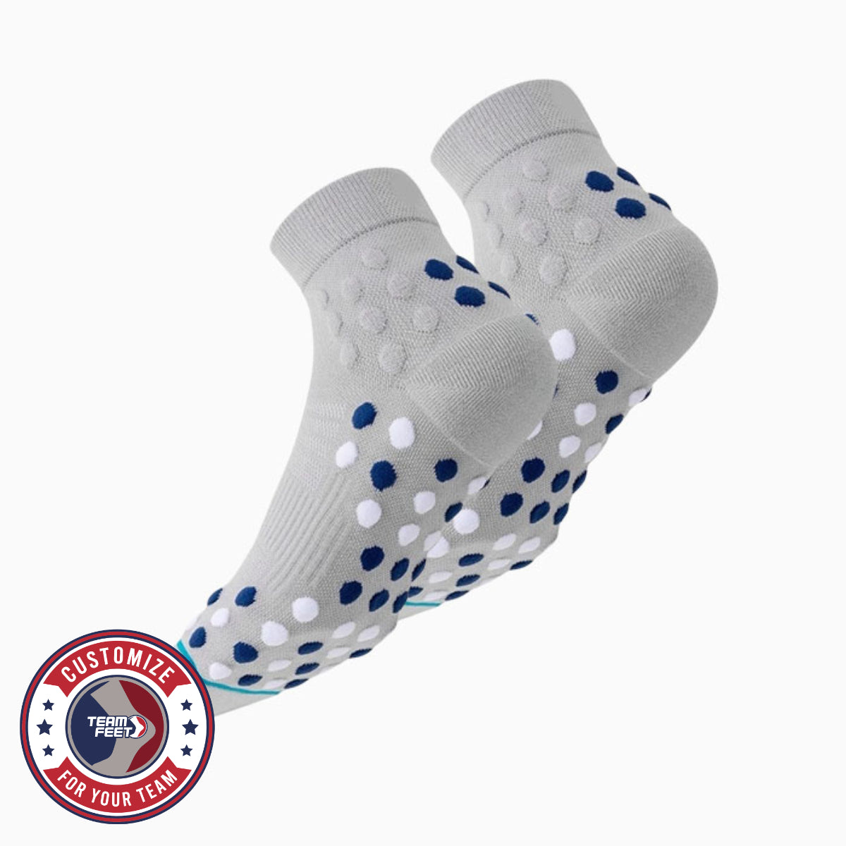 Custom Running Socks - MASSAGE QUARTER — pair, with Team Feet Customize For Your Team badge