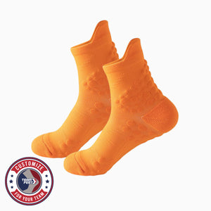 Custom Running Socks - BUBBLE SOLE QUARTER — pair, with Team Feet Customize For Your Team badge