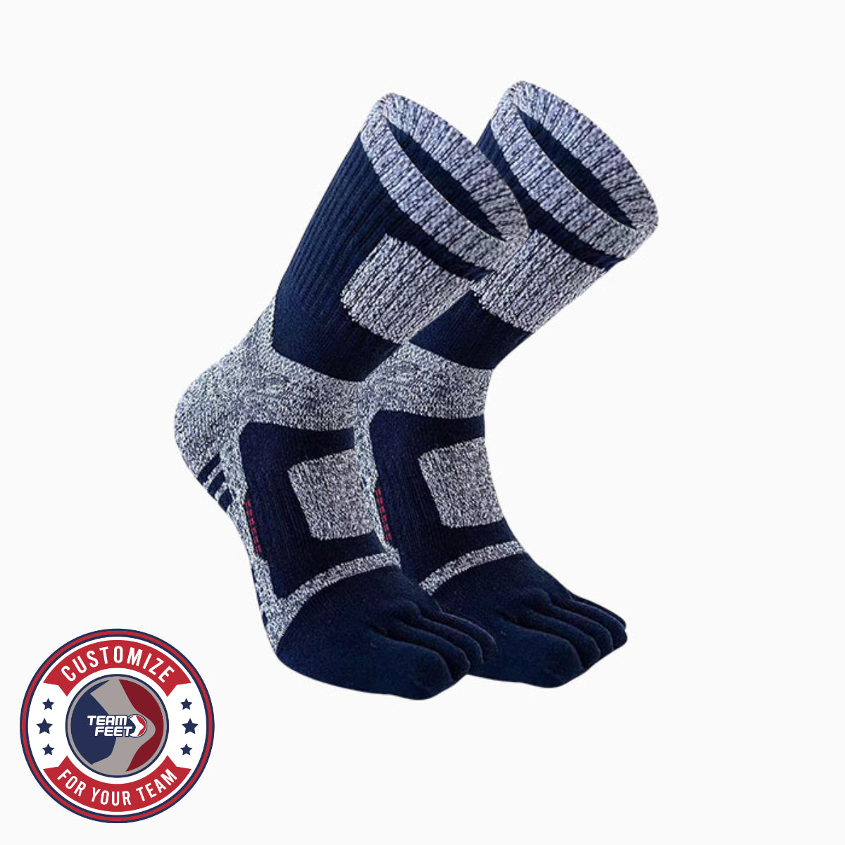 Custom Running Socks - TRAIL TOE QUARTER — pair, with Team Feet Customize For Your Team badge