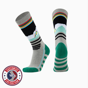 Custom Ski Socks - ALPINE KNEE — pair, with Team Feet Customize For Your Team badge