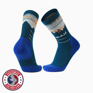 Custom Ski Socks - LOOP MERINO KNEE — pair, with Team Feet Customize For Your Team badge
