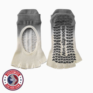 Custom Yoga Socks - OPEN TOE BALLET LOW — pair, with Team Feet Customize For Your Team badge