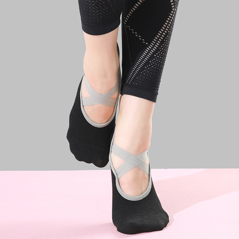 Custom Yoga Socks - CROSS STRAP GRIP LOW — view 2