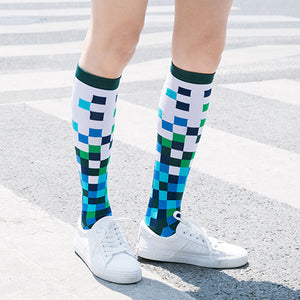 Custom Pilates Socks - CHECKER COMPRESSION KNEE — view 2