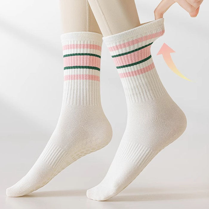 Custom Pilates Socks - STRIPE GRIP CREW — view 5