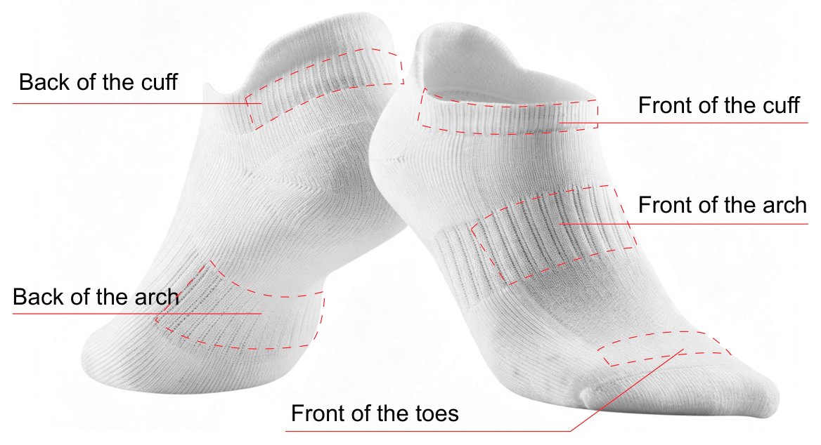 Low cut sock marked with its logo positions
